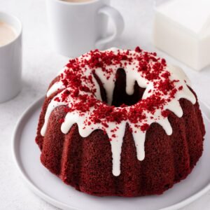 Vegan/Gluten Free Red Velvet Glazed Bundt Cake